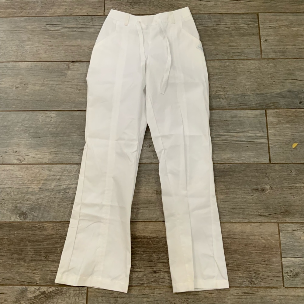 Landau Drawstring Scrub Pants Women’s XS White Elastic Back Half Of Waist New